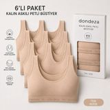 Dondeza Genç Kız 6'lı Pedli Kalın Askı Düz Ilk Sütyen Büstiyer - 14 - 15 Yaş - Ten