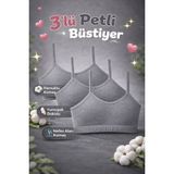 Dondeza Genç Kız Pedli 3'lü Ip Askı Düz Ilk Sütyen Büstiyer - 11 - 13 Yaş - Gri