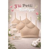 Dondeza Genç Kız Pedli 3'lü Ip Askı Düz Ilk Sütyen Büstiyer - 14 - 15 Yaş - Ten