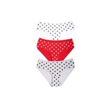 Dondeza Kadın Bikini Külotu, 3'lü Paket, Benekli Desen, Kırmızı-Gri-Beyaz, L Beden