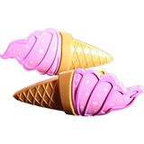 Dondurma Şeklinde Plaj Havlusu Mandalı, Kahverengi ve Pembe, 2'li Set, Dayanıklı Plastik, Eğlenceli Tasarım - 1 kg