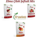 Dondurularak Kurutulmuş, Elma, Çilek, Şeftali Mix Paket, Kurutulmuş Meyveler - 4 Adet