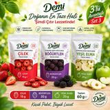 Dondurularak Kurutulmuş Meyve 3'lü Set 3 (Çilek 15G, Böğürtlen 20G, Yeşil Elma 25G) - 60 gr