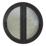 Döner havalandırma penceresi, 90° Dairesel Dönen Sundurma Penceresi - Çift Taraflı Açık Gizlilik Havalandırmaları, Temperli Su Dalgalanma Camı, Siyah, 100 CM (39,4 inç) Gelişmiş Havalandırma ve Stil