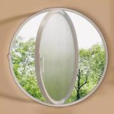 Döner havalandırma penceresi, Gömme Montajlı Yuvarlak Lokma Penceresi - 360° Dönebilir, Havalandırmalı Temperli Cam, Kulübe, Banyo, Mutfak, Beyaz, 90 cm/35,3 inç için İdeal - Doğal Işığı ve Havayı