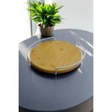 Döner Tepsi, 28X28 Cm, 360 Derece Dönebilme, Kahverengi, Bambu Malzeme - Seçenek 1 - Ahşap - Ceviz
