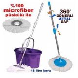 Dönerli mop temizlik kovası full microfiber temizlik seti,dönerli kova+dönerli sap+mikrofiber püskül