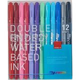 Dong-a My Color 2 12 Renk Çift Taraflı Keçeli Kalem Seti Su Bazlı Kalemler