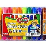 Dong-A Toru Pencere Camı Renkli Crayon Marker Yıkanabilir Kağıt Aqua Toksik Olmayan 12 Renk