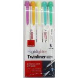 Dong-A Twinliner Soft 5'li Fosforlu Kalem Seti – Neon Sarı, Altın Sarı, Pembe, Gök Mavisi, Zümrüt, 2,2 mm Yuvarlak Uç