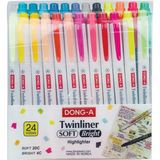 Dong-A Twinliner Soft Çift Uçlu Fosforlu Kalem Seti 24 Renk