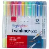 Dong-A Twinliner Soft Fosforlu Kalem Çift Taraflı 12 Renk ile Vurgulama Kolaylığı - 12 Adet