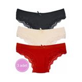Donlizza Dantelli Bikini Kırmızı, Siyah, Ten 3 Adet