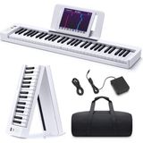 Donner -06 Katlanabilir Piyano, 61 Tuşlu Tam Boy Yarı Ağırlıklı Klavye, Bluetooth Taşınabilir E-Piyano, Baş - Standart