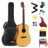 Donner Akustik gitar, tam boy 104 cm (41 inç) Dreadnought gitar paketi, acemi için Gig Bag Tuner kayış telleri ile Capo penaları (DAG-1)