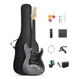 DONNER DST-80 Elektro Gitar, 39 cm Başlangıç Elektro Gitar Kiti ile Amplifikatör, Klasik SSS Manyetik, Gig Çantası, Tuner, Capo, Askı, Penalar ve Ücretsiz Çevrimiçi Dersler