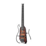 Donner HUSH-X Elektro Gitar Kiti - Tüy Işığı Başsız Gitar, Seyahat ve Uygulama için Harika, Kolay Montaj Standlı Maun Katı Gövdesi, Konser Çantası, Tüm Aksesuarlar, Sunburst