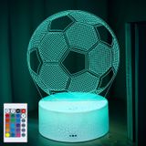 DONSAJI Futbol Hediyeleri Çocuklar için Gece Lambası, Futbol 3D İllüzyon Lambası 16 Renk Kısılabilir Yatak Odası Dekoru Başucu Masa Lambası, Futbol Lambası Doğum Günü Noel Sevgililer Günü Hediye Fikri