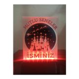 Dönüşüm Atölyesi Yılbaşı Hediyesi Isme Özel Dekoratif Led Lamba M2 - Noel Manzara - Kablolu Adaptörlü - Kırmızı Işık
