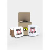 Donut Give Up Komik Tasarımlı Baskılı Kupa Bardak Seti, Eğlenceli Özel Hediye Mug - Renkli