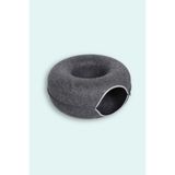 Donut Kedi Tüneli / Donut Kedi Yatağı - Koyu Gri - 60 CM - Large