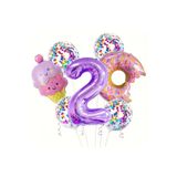 Donut ve Dondurma Temalı Pembe Mor Doğum Günü Balon Seti, 43543445
