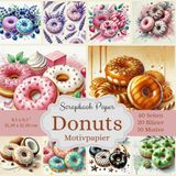 Donuts Scrapbook Papier Kollektion: Ein süßer Traum für deine Basteleien: Motivpapier in Aquarell-Art, süß und verspielt, Format: Quadratisch, 21,59 ... Designs, jeweils 2x, insgesamt 40 Seiten