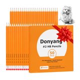 Donyang 50'li Paket #2 Kalem, Silgilerle Önceden Bilenmiş Kalemler, Okul Öğretmeni Malzemeleri için Toplu Sarı Grafit Kalemler, Ofis Temel Masa Aksesuarları, Çizim Çizim Çizim için 2 HB Kalem Çizim Hediyeleri