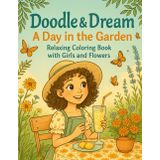 Doodle & Dream: Day in the Garden: Relaxing Coloring Book with Girls, Flowers, and Peaceful Nature Scenes