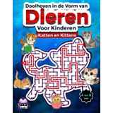 Doolhoven in de vorm van dieren voor kinderen van 4 tot 8 jaar, activiteitenboeken met katten en kittens voor kinderen: leuke en geweldige ... meisjes, 100 puzzels in de vorm van een kat