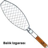 Dooman Paslanmaz Çelik Balık Izgara Teli Ahşap Saplı 30X13 cm Izgara Alanı - 318G - 1 Adet