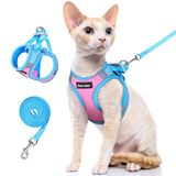 Dooradar Kedi koşum takımı ve tasma seti, yürüyüş için, pembe ve mavi, S