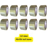 Doori 10 Adet 45X100MT Akrilik Koli Bandı Akrilik Kopmaz Koli Bantı Ambalaj Bantı Şeffaf - 45mm*100mt