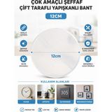 Doori 12 cm Çok Amaçlı Şeffaf Çift Taraflı Yapışkanlı Bant | Güçlü Tutuşlu Yuvarlak Yapışkan Ped | Ev Iş - 12cm