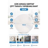 Doori 12 cm Çok Amaçlı Şeffaf Çift Taraflı Yapışkanlı Bant | Güçlü Tutuşlu Yuvarlak Yapışkan Ped | Ev iş
