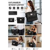 Doori Katlanabilir Seyahat Çantası - Geniş Hacimli Spor Çantası - Market Alışveriş Çantası - Bebek Çantası - Anne Çantası - Plaj Çantası - 0 - 000-Siyah