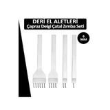 Dopar 6 MM Çapraz Delgi Çatal Zımba 4 Adet Deri El Aletleri