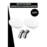 Dopar Elastik Akıllı Kilitli Bağcık Mıknatıslı Metal Tak Bırak Spor Ayakkabı Bağcığı 100 CM Beyaz