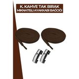 Dopar Elastik Akıllı Kilitli Bağcık Mıknatıslı Metal Tak Bırak Spor Ayakkabı Bağcığı 100 cm - Koyu Kahve