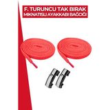 Dopar Elastik Akıllı Kilitli Bağcık Mıknatıslı Metal Tak Bırak Spor Ayakkabı Bağcığı 100 cm - Turuncu
