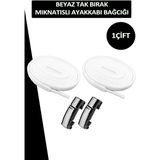 Dopar Elastik Akıllı Kilitli Mıknatıslı Metal Tak Bırak Spor Ayakkabı Bağcığı 100 cm - Beyaz