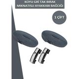 Dopar Elastik Akıllı Kilitli Mıknatıslı Metal Tak Bırak Spor Ayakkabı Bağcığı 100 cm - Koyu Gri