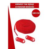 Dopar Elastik Kırmızı Akıllı Bağcık Tak Bırak Ayakkabı Bağcığı 100cm Kırmızı