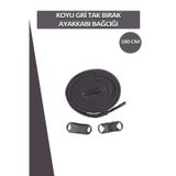 Dopar Elastik Koyu Gri Akıllı Bağcık Tak Bırak Ayakkabı Bağcığı 100cm Koyu Gri