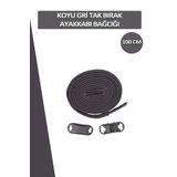 Dopar Koyu Gri Elastik Akıllı Esnek Bağcık Tak Bırak Ayakkabı Bağcığı 1 Çift 100cm