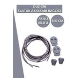 Dopar Lucky Gri Elastik Düz Ayakkabı Bağcığı Akıllı Kilitli Bağcık 100 Cm