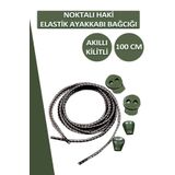 Dopar Lucky Haki Akıllı Kilitli Ayakkabı Bağcığı Elastik Noktalı Bağcık 100 Cm
