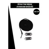 Dopar Siyah Elastik Akıllı Esnek Bağcık Tak Bırak Ayakkabı Bağcığı 1 Çift 100cm