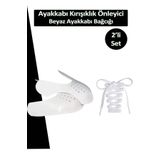 Dopar Sneakers Ayakkabı Kırışıklık Önleyici Koruyucu M 41-45 Uyumlu + Beyaz Ayakkabı Bağcığı