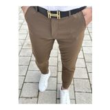 DOPPİO'N DENİM Erkek KahverengiSlim Fit Esnek Likralı Keten Pantolon